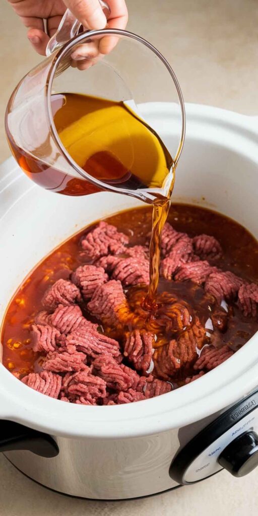 Mixing Ingredients for Crockpot Lasagna Soup