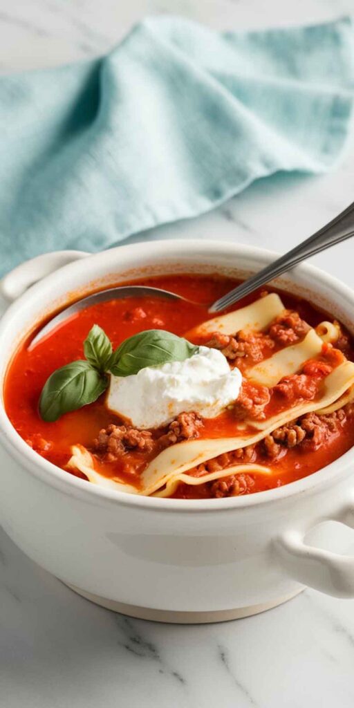 Lasagna Soup in a Dutch Oven