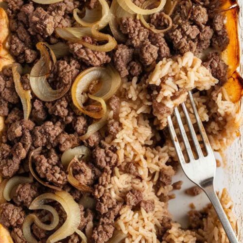 french onion ground beef and rice casserole