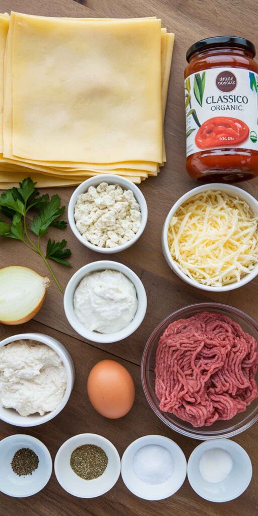 Ingredients and Equipment of Lasagna