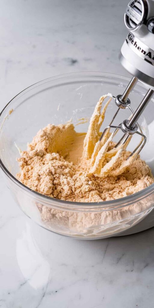 Mix the cookie dough with unsalted butter, granulated sugar, and brown sugar.
