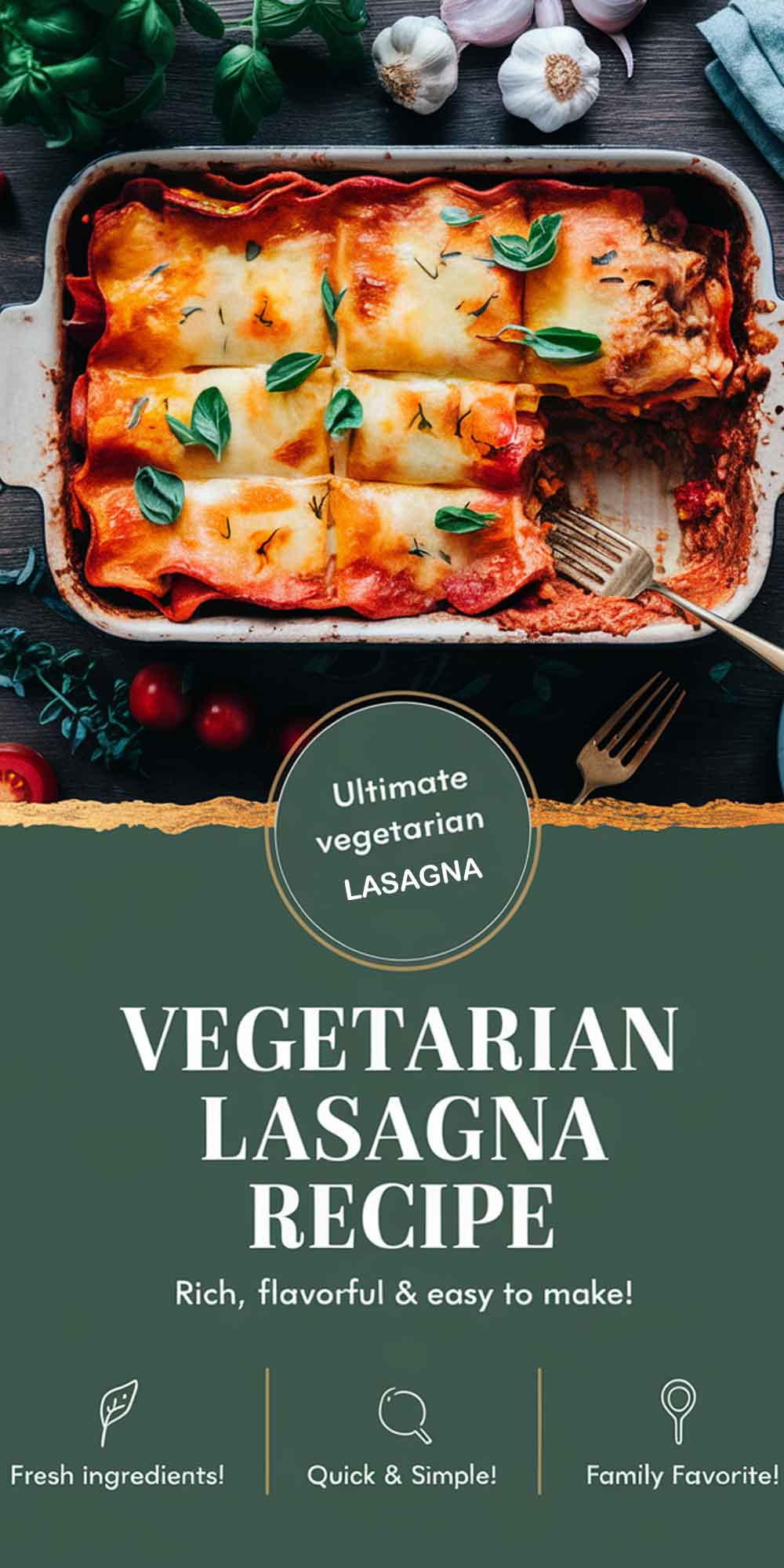 Easy-to-make homemade vegetarian lasagna for family meals.